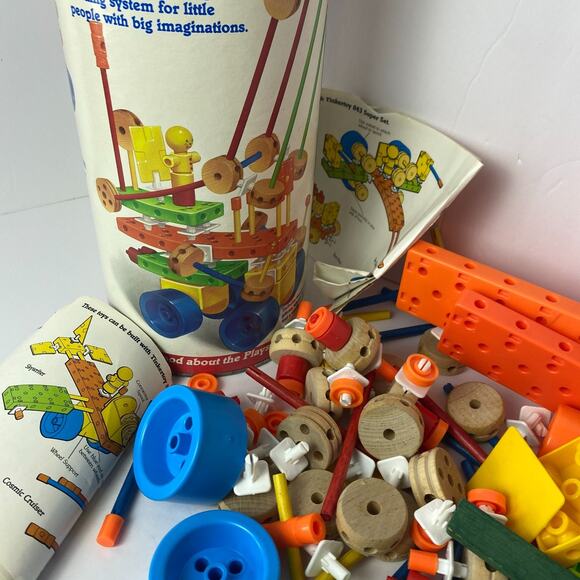 Vtg 1986 Playskool Tinkertoy Super Set & Big Builder Set Random Pieces in Each - Picture 4 of 12